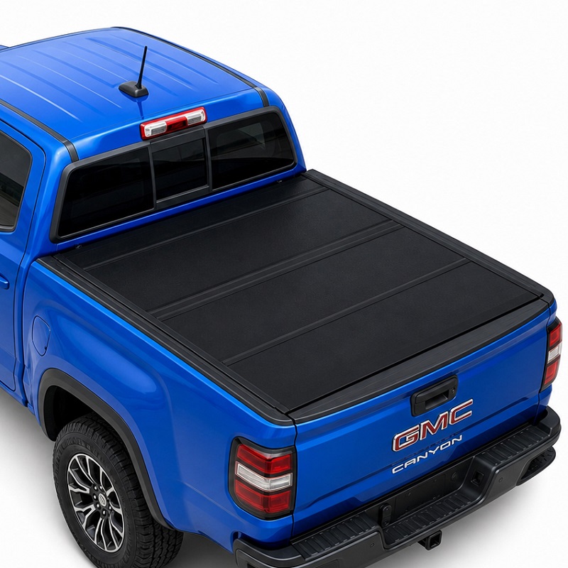 Capac de tonneau dur, cu profil redus, cu pliere cu patru ori, pentru GMC Canyon